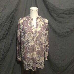 Floral Patterned Women’s Sheer Vintage 80’s Blouse size Small or Medium